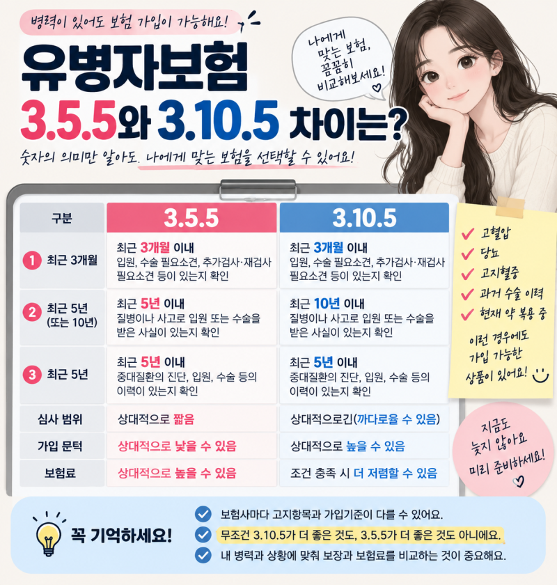 유병자보험 3.5.5와 3.10.5 차이는? 보험료가 달라지는 이유