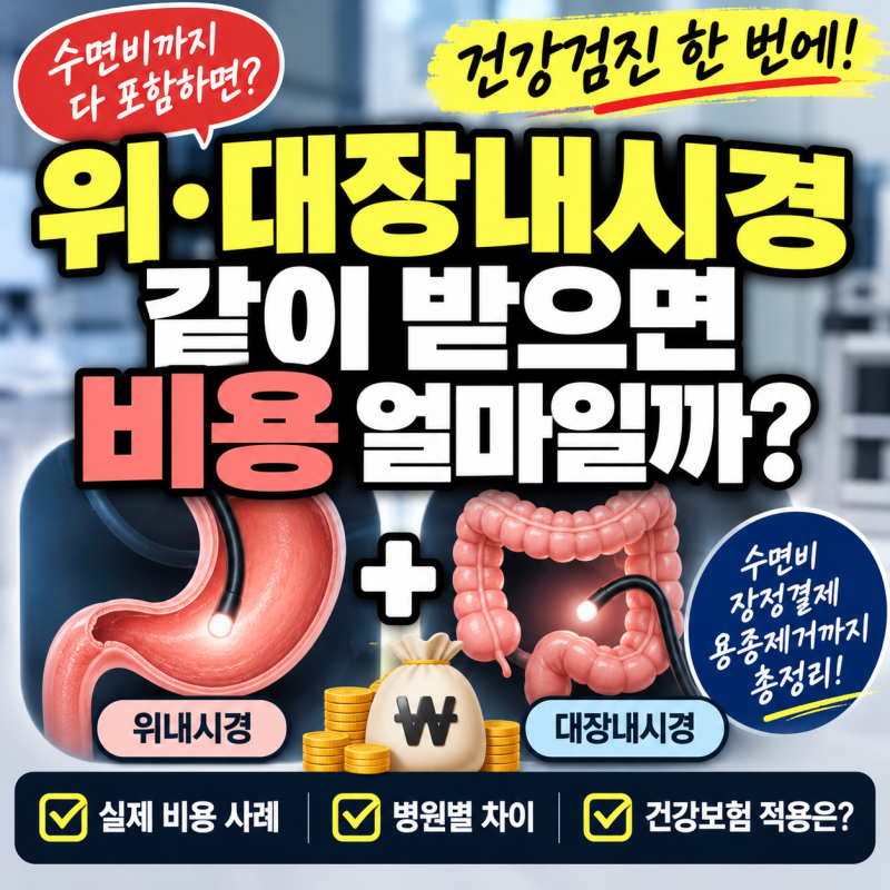 건강검진 위·대장내시경 같이 받으면 비용 얼마나 나올까? 수면비용까지 정리
