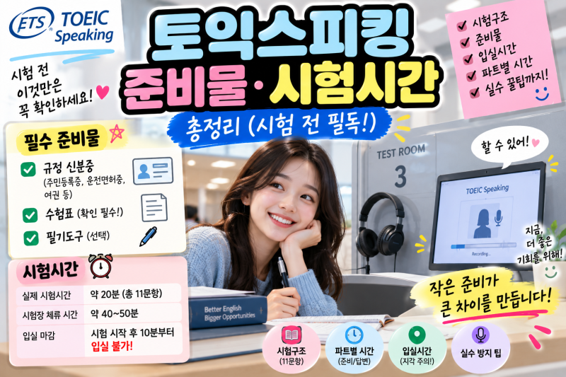 토익스피킹 준비물 시험시간 총정리