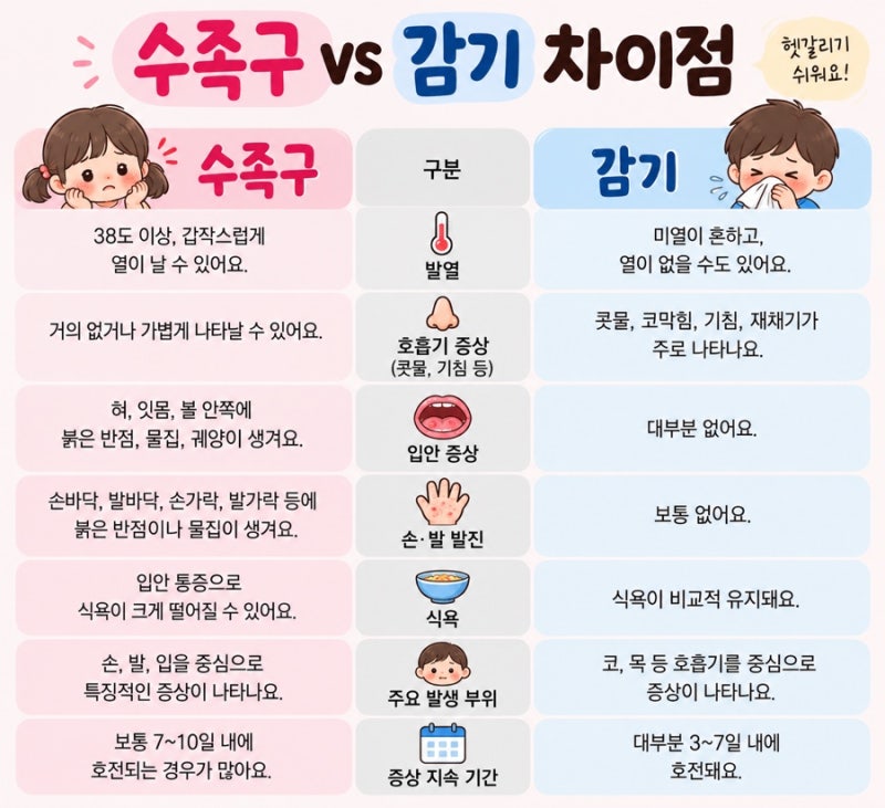 수족구 초기증상 감기와 어떻게 다를까? 꼭 알아둘 증상 정리