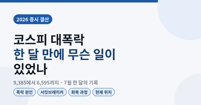 한 달 만에 22% 증발… 2026 7월 코스피 대폭락의 원인과 지금 위치