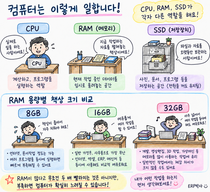 RAM 8GB·16GB·32GB 차이는 뭘까?컴퓨터 램은 무조건 많으면 빠를까?