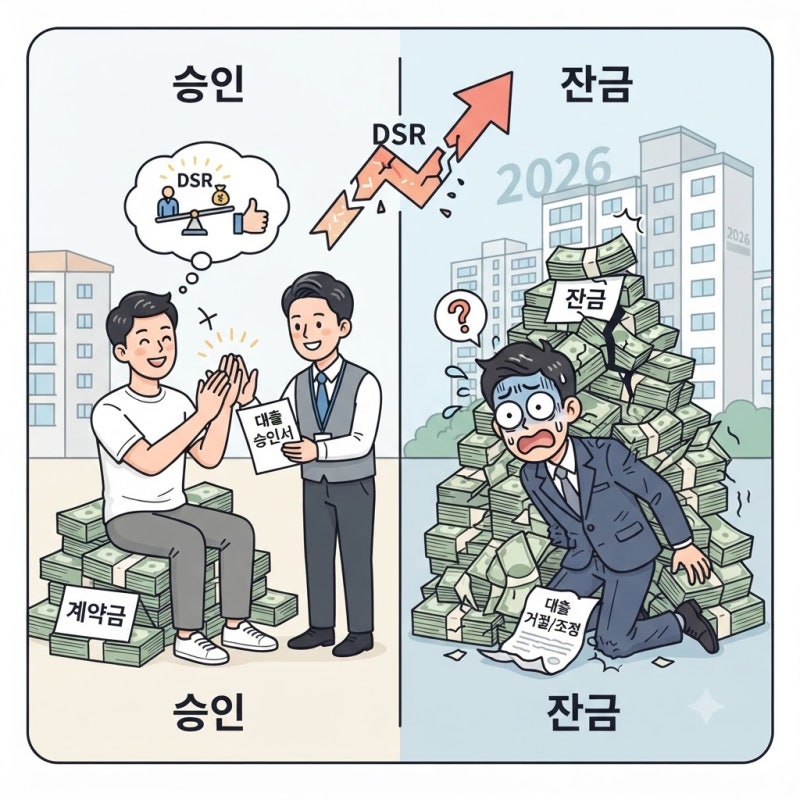 공공분양 중도금대출 DSR, 승인보다 잔금에서 갈린다｜2026 계약 전 확인할 조건