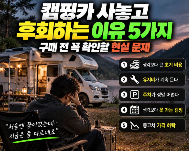 캠핑카 사놓고 후회하는 이유 5가지, 구매 전 꼭 확인할 현실 문제