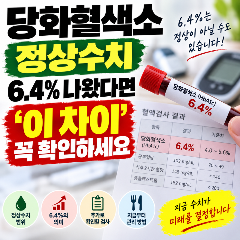 당화혈색소 정상수치, 6.4% 나왔다면 ‘이 차이’ 꼭 확인하세요