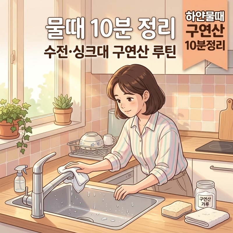 수전 싱크대 물때 구연산 제거법, 10분 안에 하얀 얼룩 줄이는 안전 루틴