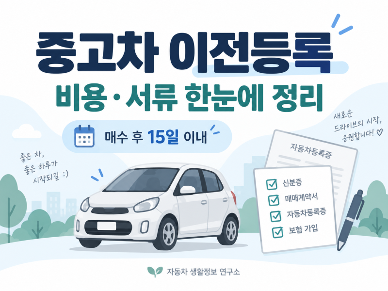 중고차 이전등록 비용과 필요서류｜개인 간 거래 순서 총정리