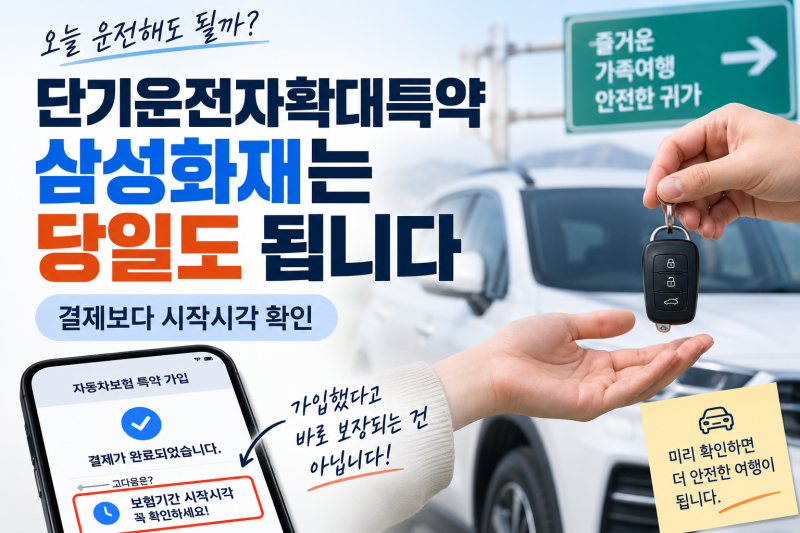 단기운전자확대특약, 삼성화재는 당일도 됩니다 (광고X)