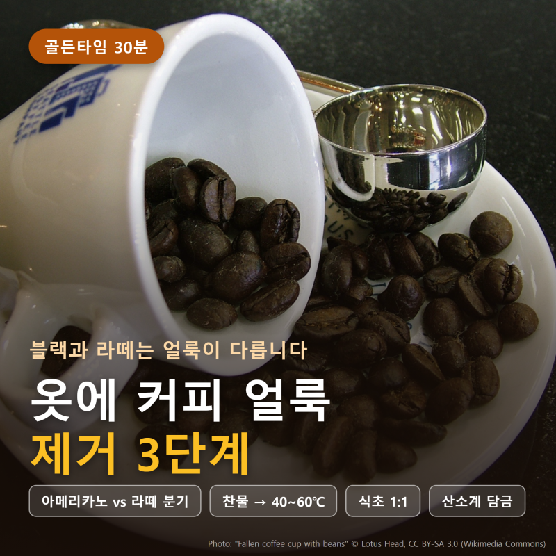 커피 얼룩 제거 3단계! 아메리카노·라떼 다릅니다