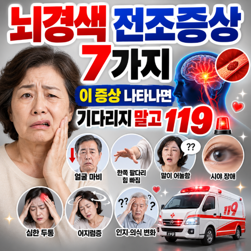 뇌경색 전조증상 7가지｜이 증상 나타나면 기다리지 말고 119