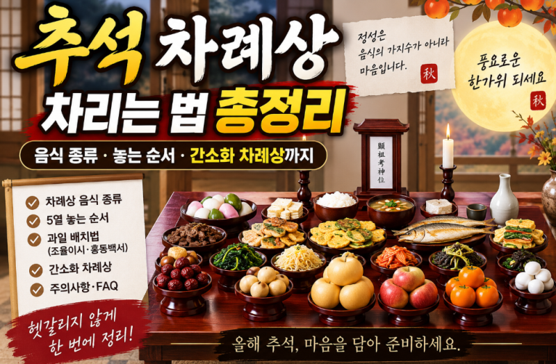 추석 차례상 차리는 법 총정리｜음식 종류·놓는 순서·간소화 차례상까지