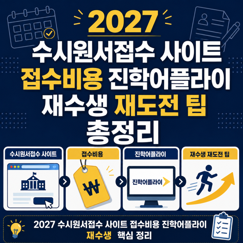 2027 수시원서접수 사이트 접수비용 진학어플라이 재수생 재도전 팁 총정리
