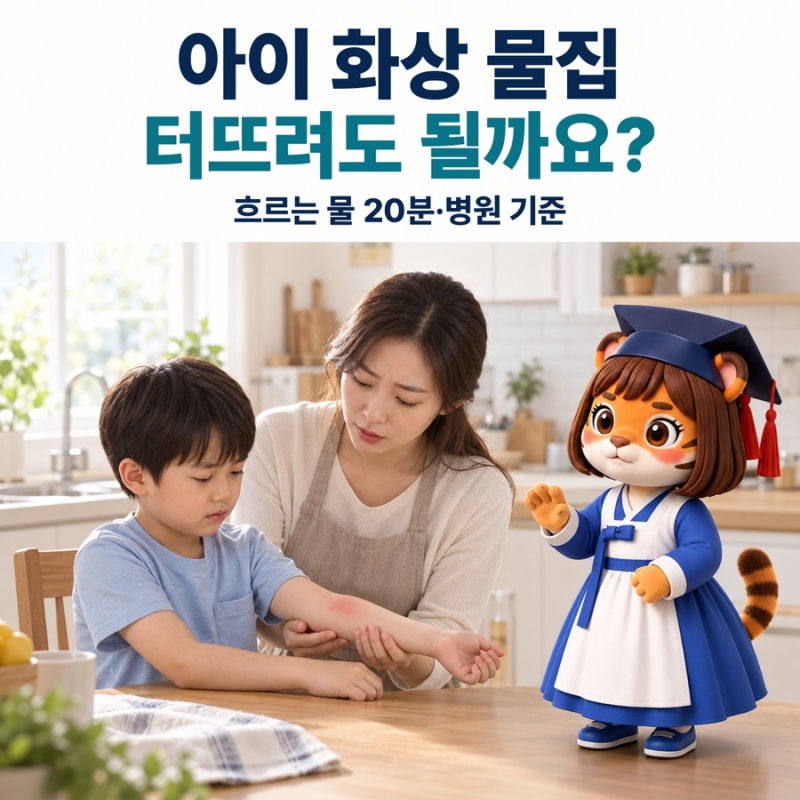 아이 화상 물집, 터뜨려도 될까요?｜20분 냉각과 병원 기준