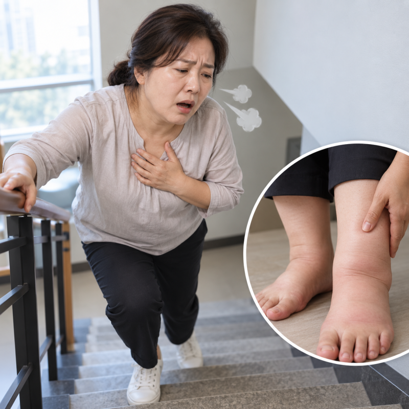 심부전 초기증상, 계단만 올라가도 숨이 차고 붓는다면