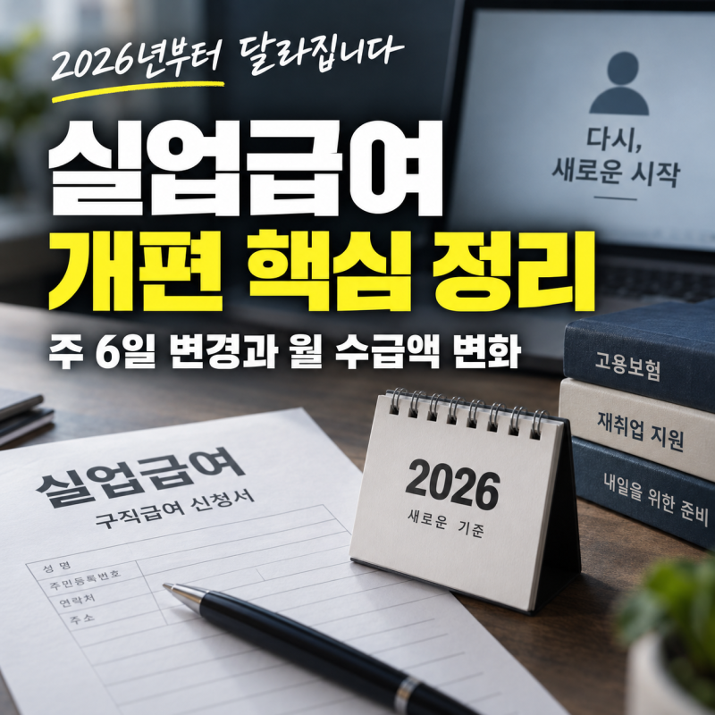2026 실업급여 개편 총정리, 주 6일로 변경? 금액·조건·시행시기 한눈에