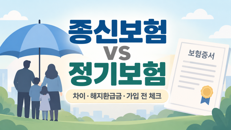 종신보험이란 무엇인가? 정기보험과의 차이, 해지환급금,가입 전 확인할 점 총정리
