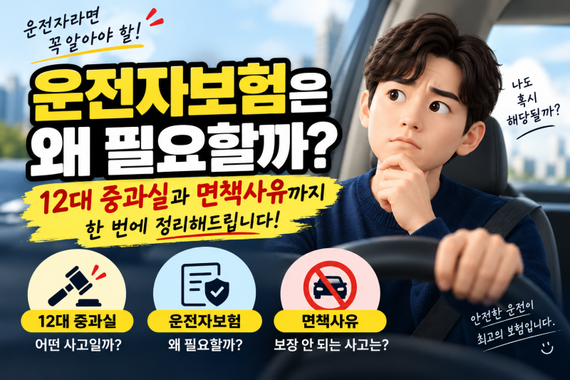 자동차보험 있는데 운전자보험은 왜 필요할까? 12대 중과실과 면책사유까지 알아보세요
