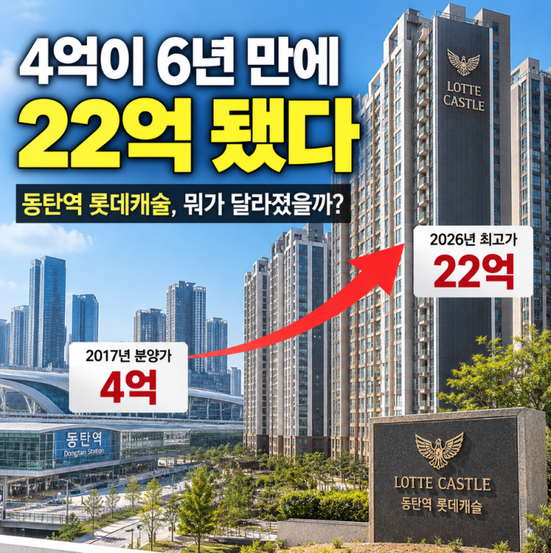“4억대였는데 22억” 동탄역 롯데캐슬 샀더니 6년 만에 이렇게 됐다