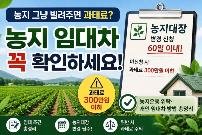 농지 임대, 그냥 빌려주면 안 됩니다｜농지은행 위탁·개인 임대차 방법 총정리