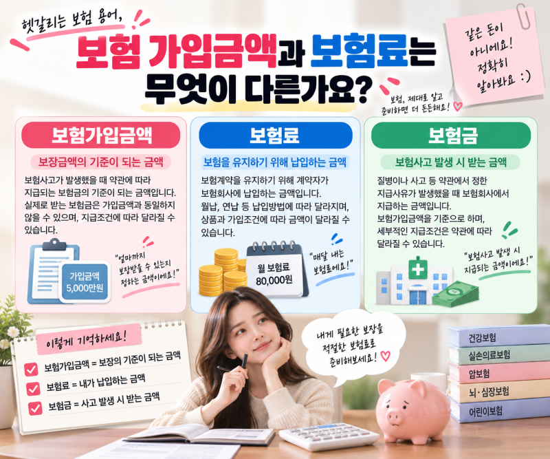 보험 가입금액과 보험료는 무엇이 다른가요? 쉽게 알아보기