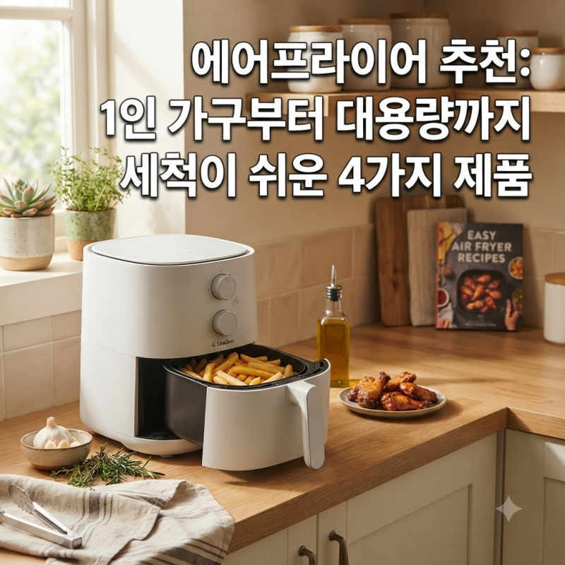 에어프라이어 추천 1인 가구부터 대용량까지 세척 편한 제품 4종