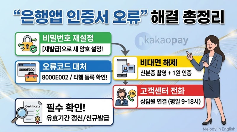 은행앱 인증서 오류 해결법 총정리 (비밀번호 오류 재설정, 자주 뜨는 오류코드, 은행별 고객....