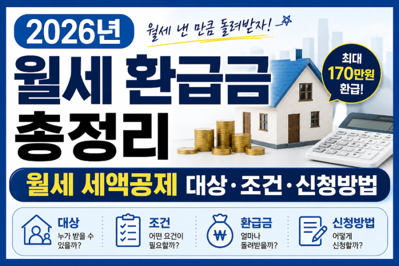 2026년 월세 환급금 총정리 월세 세액공제 대상·조건·신청방법