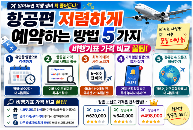 항공편 저렴하게 예약하는 방법 5가지 및 비행기표 가격 비교 꿀팁