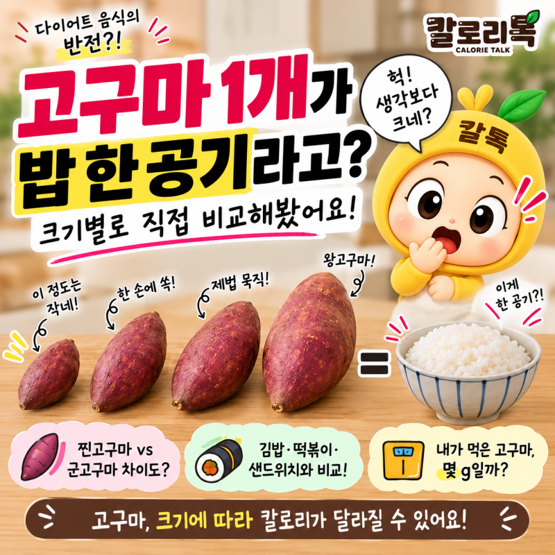 고구마 1개가 밥 한 공기라고? 크기별 칼로리 직접 계산해봤어요
