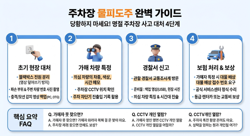 주차장 뺑소니 물피도주 신고 방법 및 대물 보험 처리 완벽 가이드