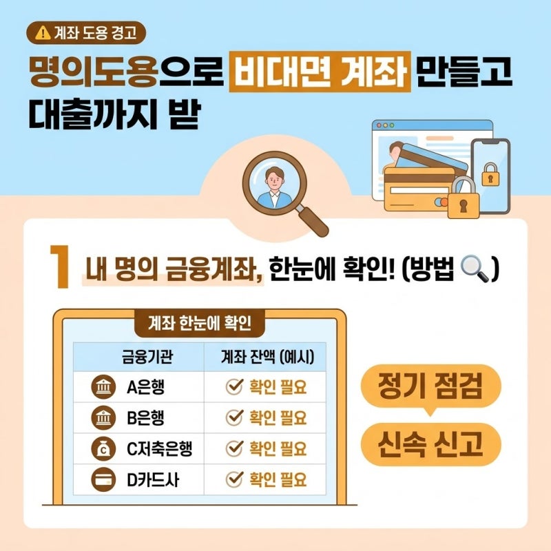 명의도용으로 비대면 계좌 만들고 대출까지 받았다 내 명의 금융계좌 한 번에 확인하는 방법