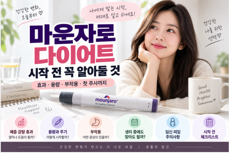 마운자로 다이어트 시작 전 알아둘 것, 효과부터 첫 주사·부작용까지