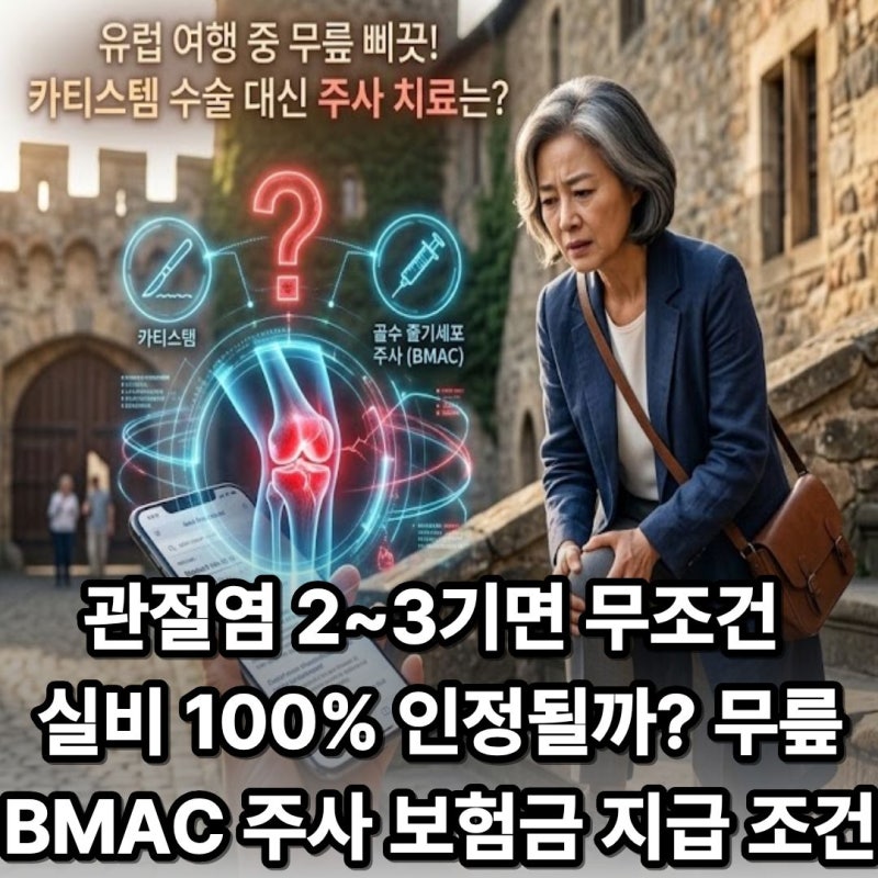 관절염 2~3기면 무조건 실비100%인정될까? 무릎 BMAC 주사 보험금 지급 조건KL grade 2~3단계 X-ray·M....