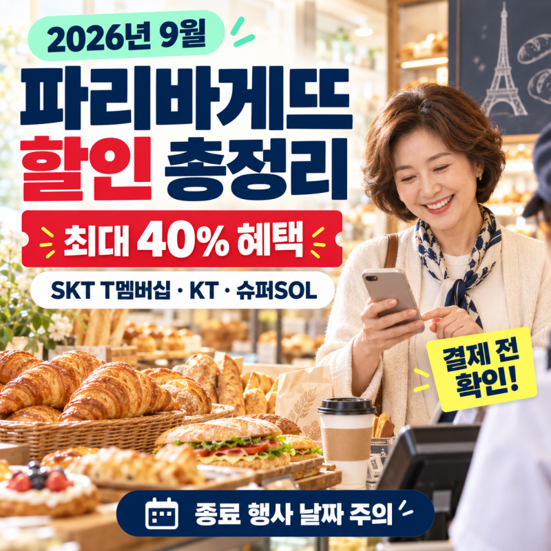 파리바게뜨 할인 9월 총정리｜SKT T멤버십·KT·신한 슈퍼SOL 이용 방법