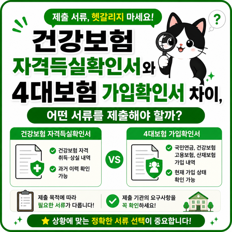 건강보험 자격득실확인서 vs 4대보험 가입확인서 차이, 어떤 서류를 제출해야 할까?