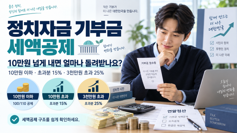 정치자금 기부금 세액공제, 10만원 넘게 내면 얼마나 돌려받나요?