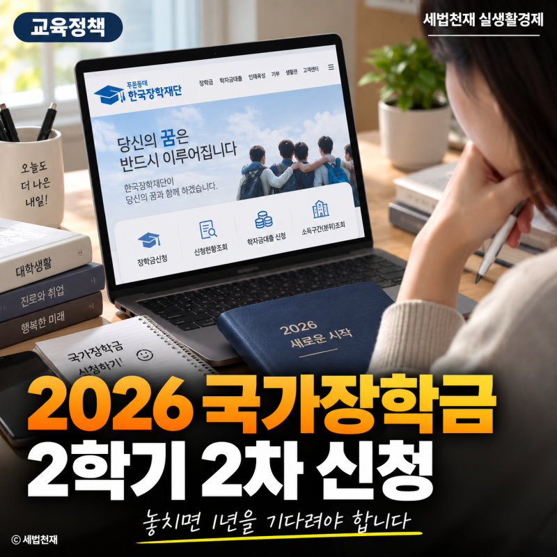 “1차 놓쳤는데 끝?” 2026 국가장학금 2학기 2차, 9월 9일 18시가 마지막입니다