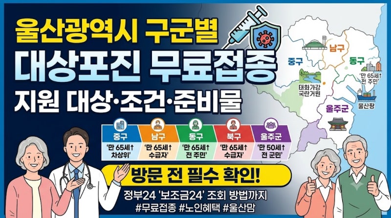 울산 대상포진 예방접종 무료 지원 총정리 (구·군별 대상·조건·준비물)