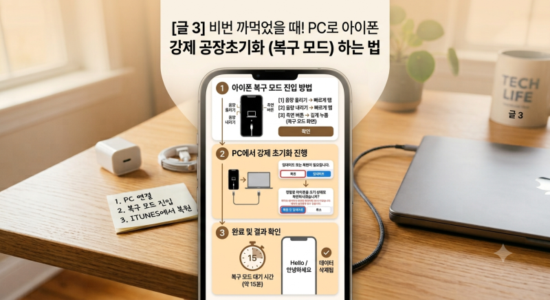 비번 까먹었을 때! PC로 아이폰 강제 공장초기화(복구 모드) 하는 법