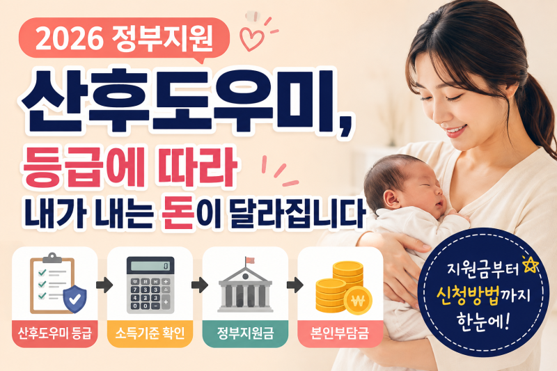 2026 정부지원 산후도우미, 등급에 따라 내가 내는 돈이 달라집니다
