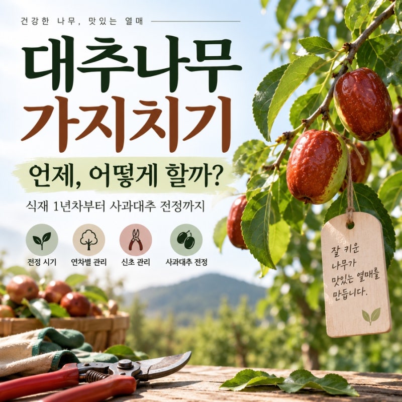 대추나무 가지치기 언제 어떻게 할까? 식재 1년차부터 사과대추 전정까지