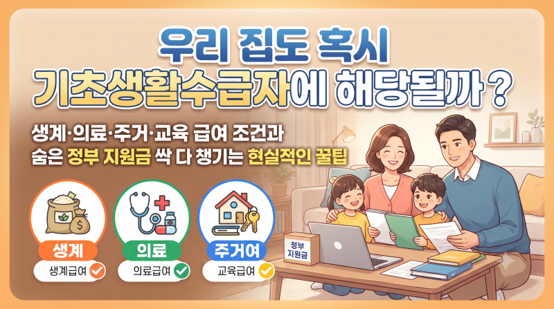 "우리 집도 혹시 기초생활수급자에 해당될까?" 생계·의료·주거·교육 급여 조건과 숨은 정부....
