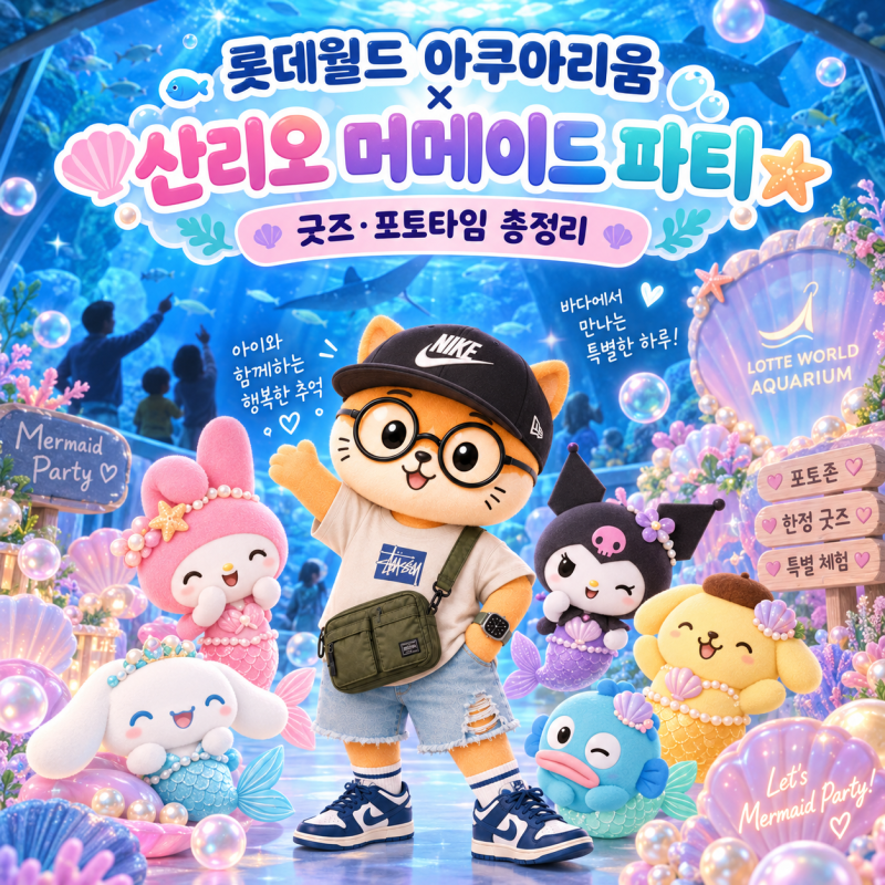 롯데월드 아쿠아리움 × 산리오캐릭터즈 머메이드 파티 시작! 굿즈·포토타임 총정리