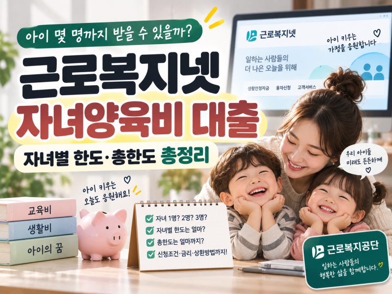 근로복지넷 자녀양육비 대출, 아이 몇 명까지 받을까? 자녀별 한도·총한도 총정리