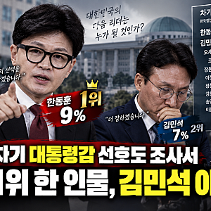 차기 대통령감 1위, 김민석 아니었다…한동훈 9%로 첫 단독 선두