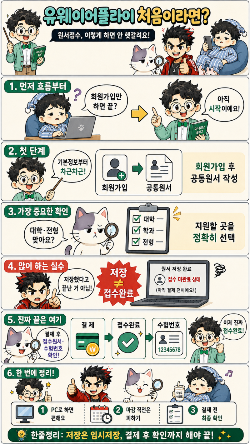 2027 유웨이어플라이 원서접수 방법｜회원가입·공통원서·PC·결제 쉽게 정리
