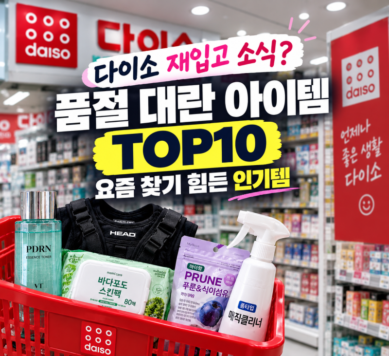 다이소 재입고 소식? 품절 대란 아이템 TOP10, 요즘 찾기 힘든 인기템