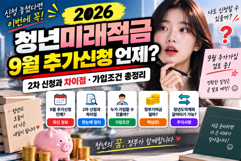 청년미래적금 9월 추가신청 언제? 2차 신청과 차이점·가입조건 총정리