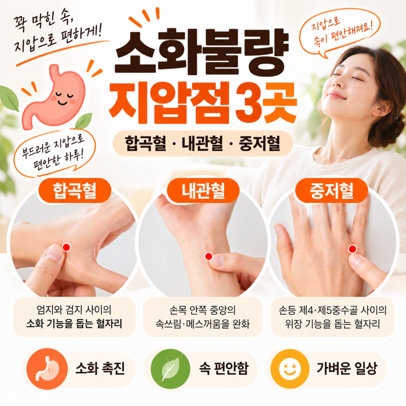 급체했을 때 트림 나오는 1분 혈자리, 소화불량 지압점 3곳 총정리
