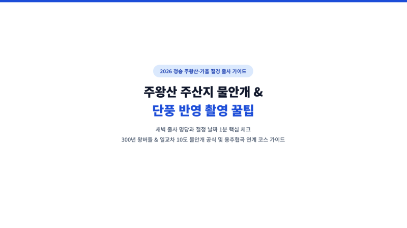 주왕산 주산지 물안개 단풍 절정 시기 새벽 출사 명당 및 주차 꿀팁 총정리